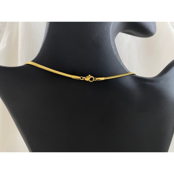 Stainless Steel 18k Gold Plated Herringbone Snake Chain Necklace - Picture 10 of 11